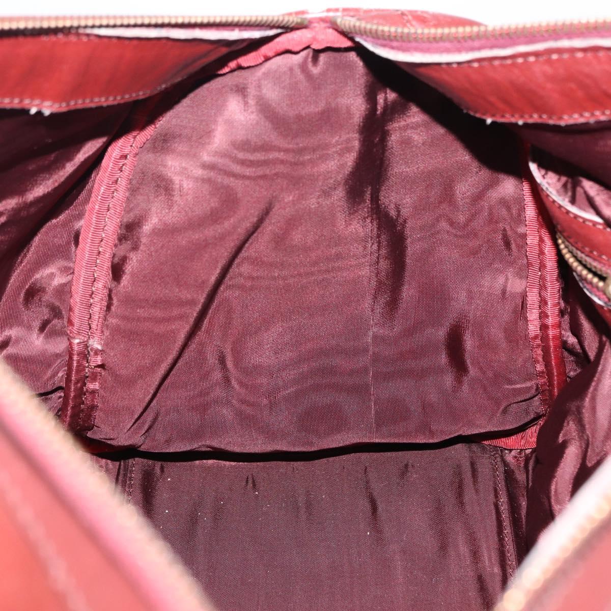 CARTIER Must Line Boston Bag Leather Bordeaux Gold Auth 194043