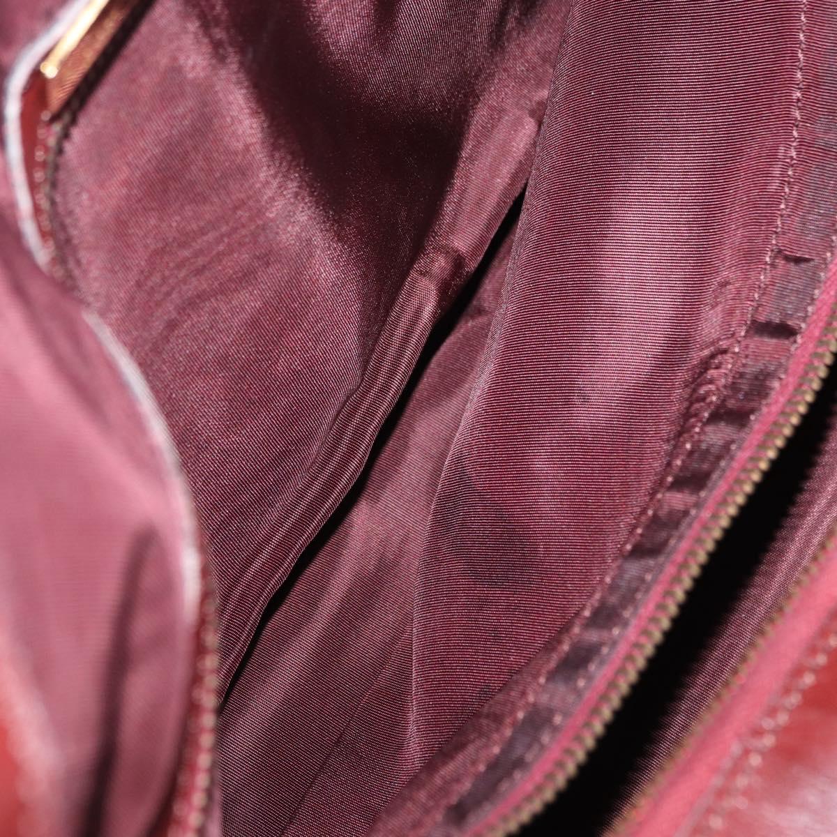 CARTIER Must Line Boston Bag Leather Bordeaux Gold Auth 194043