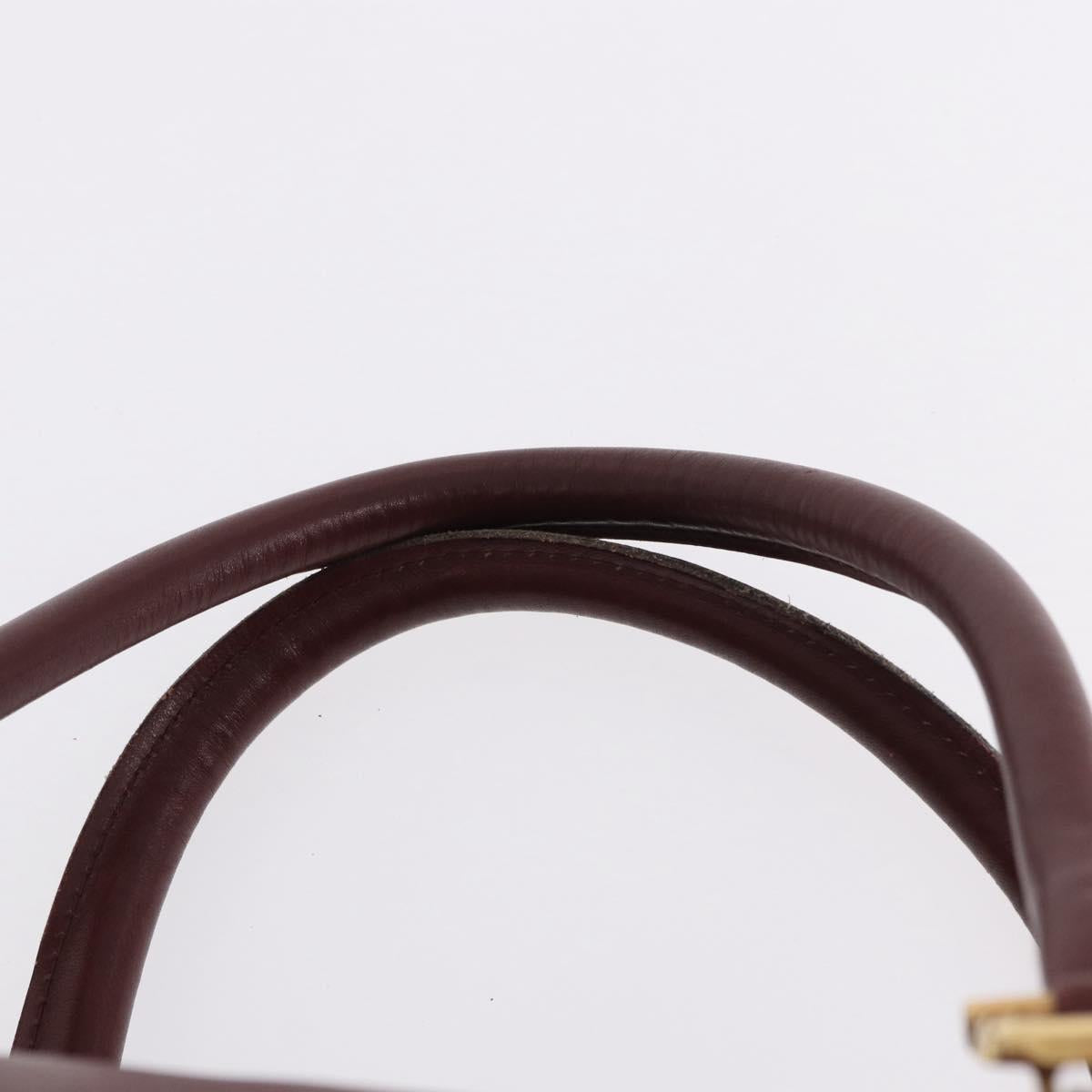 CARTIER Must Line Boston Bag Leather Bordeaux Gold Auth 194043
