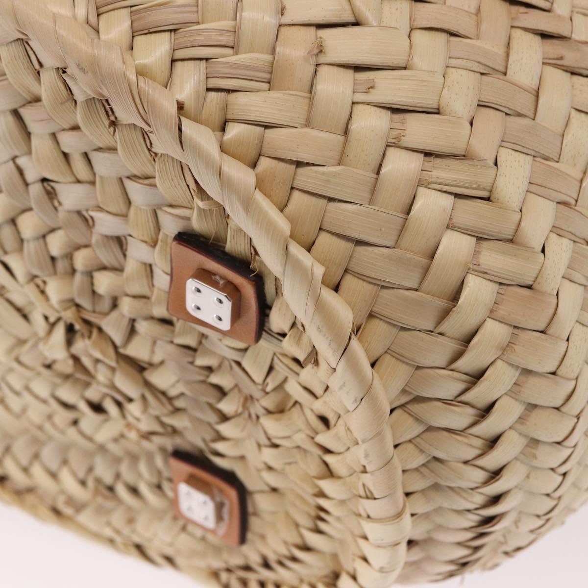 LOEWE Basket Bag Raffia Beige Silver Auth 194045A