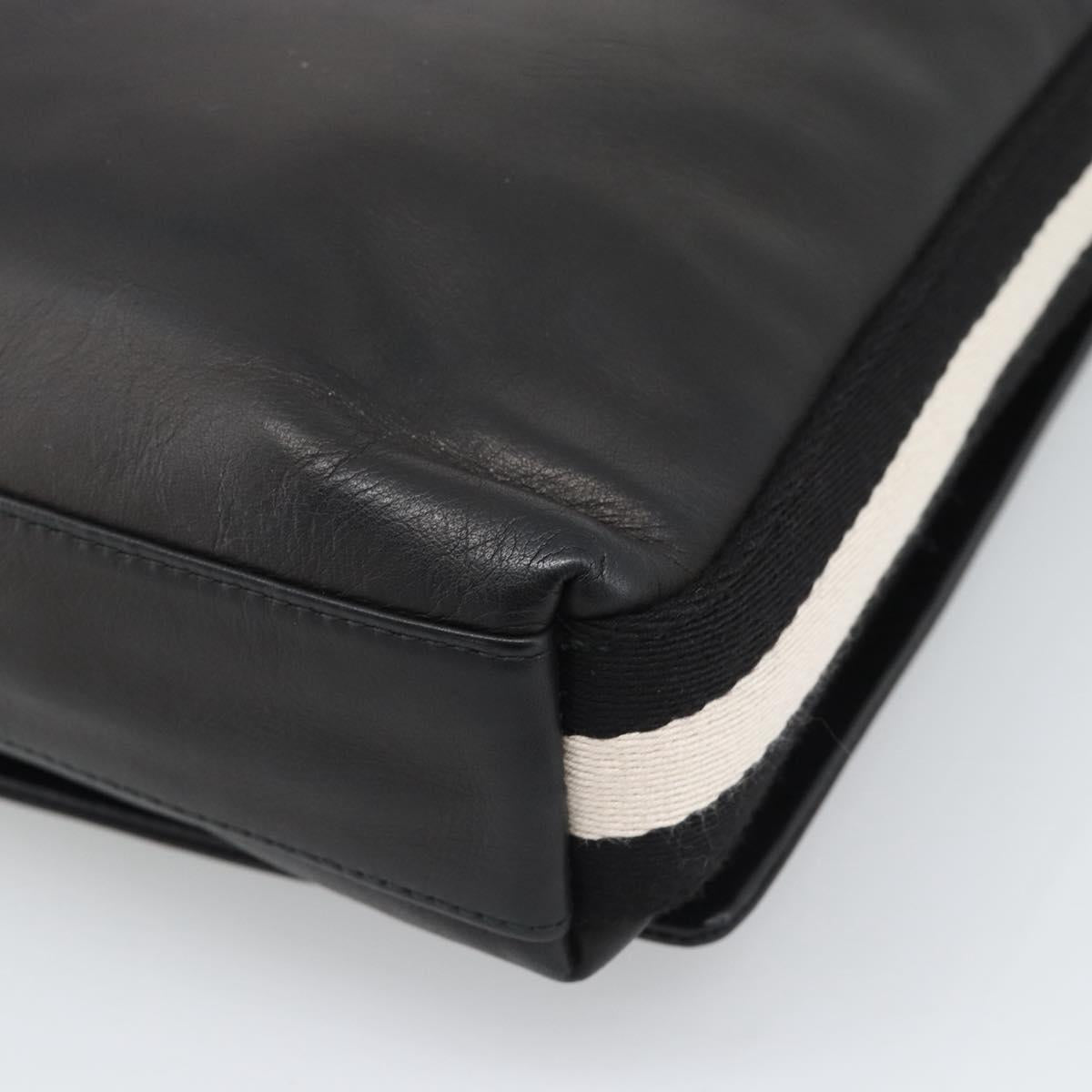 BALLY Shoulder Bag Leather Black Silver Auth 194051A