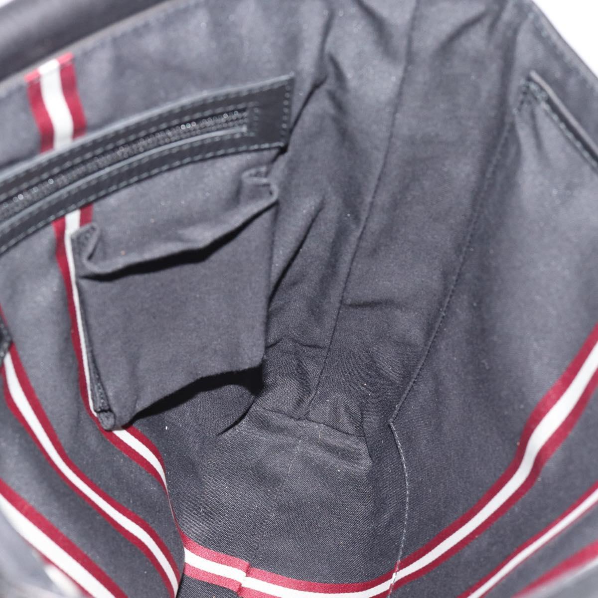 BALLY Shoulder Bag Leather Black Silver Auth 194051A