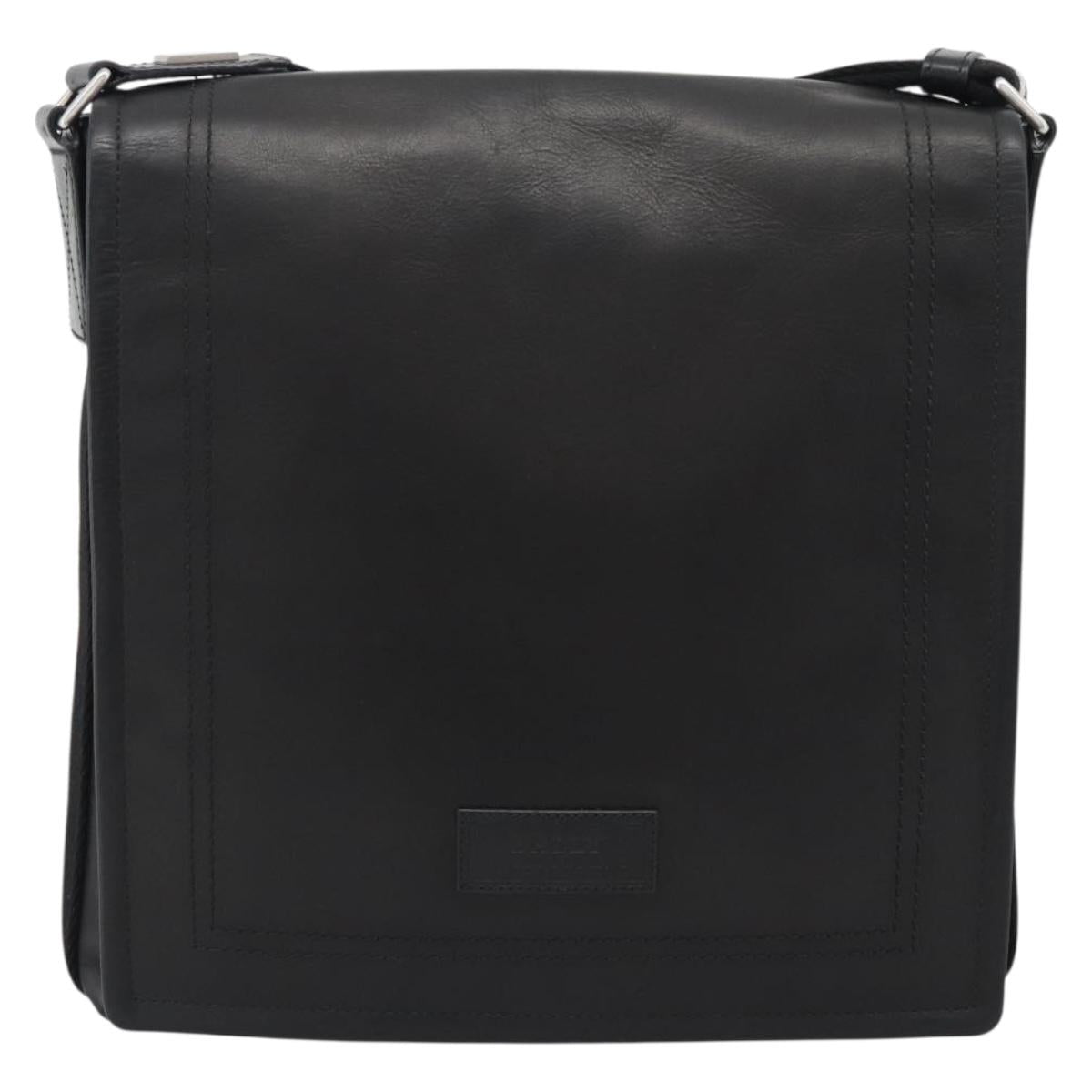 BALLY Shoulder Bag Leather Black Silver Auth 194051A