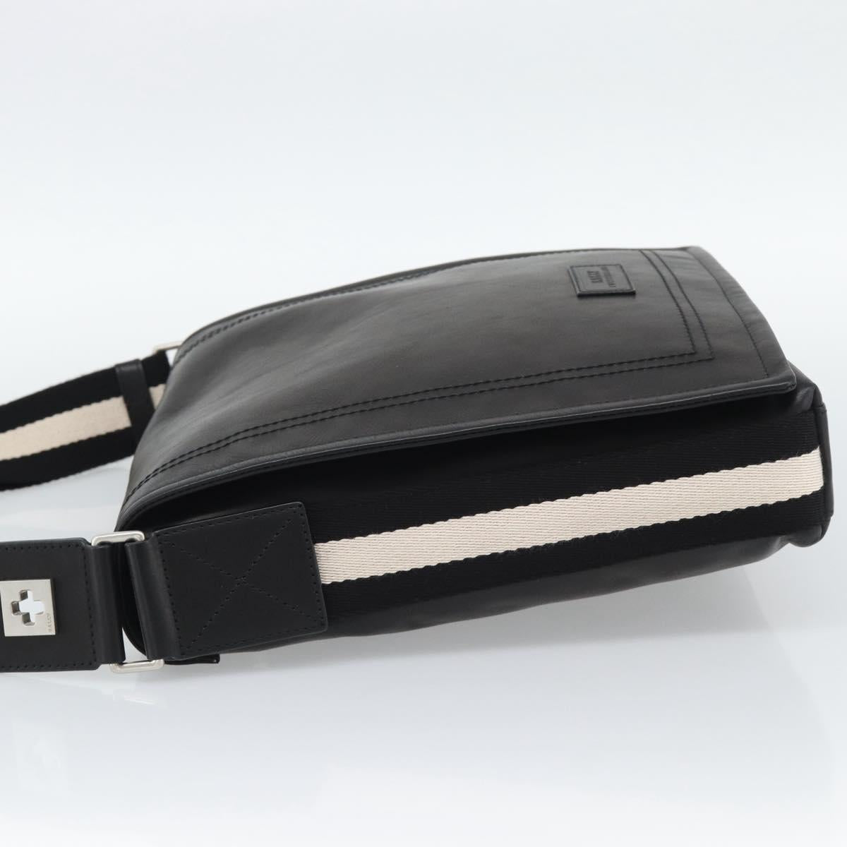 BALLY Shoulder Bag Leather Black Silver Auth 194051A