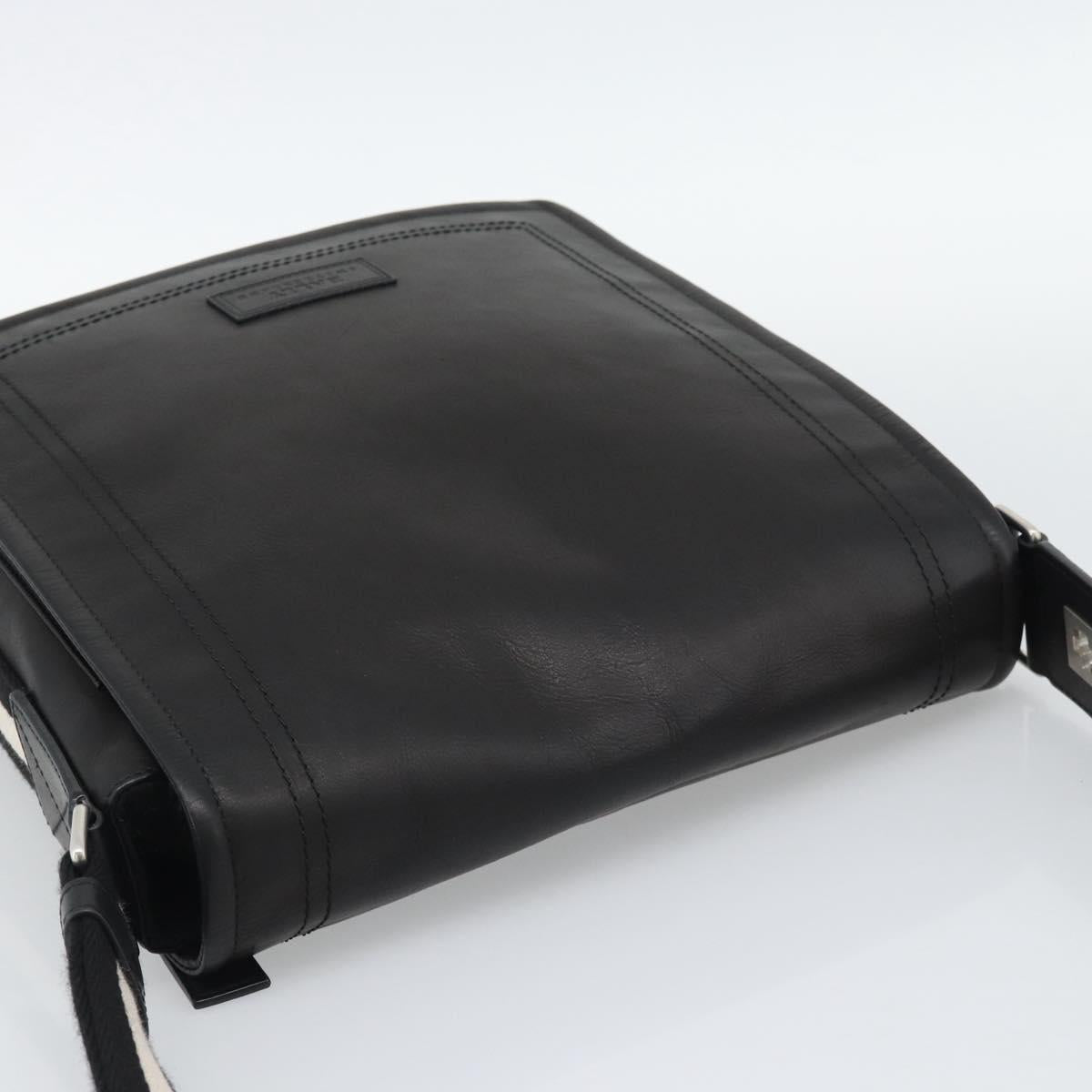 BALLY Shoulder Bag Leather Black Silver Auth 194051A