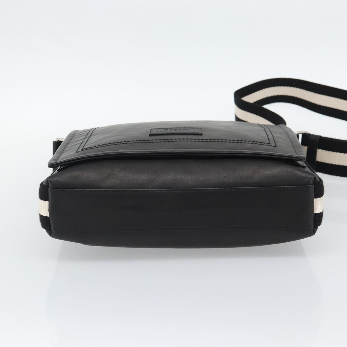 BALLY Shoulder Bag Leather Black Silver Auth 194051A