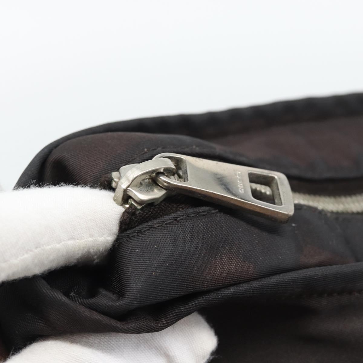 GUCCI Web Sherry Line Shoulder Bag Nylon Beige Silver 270410 Auth 194052