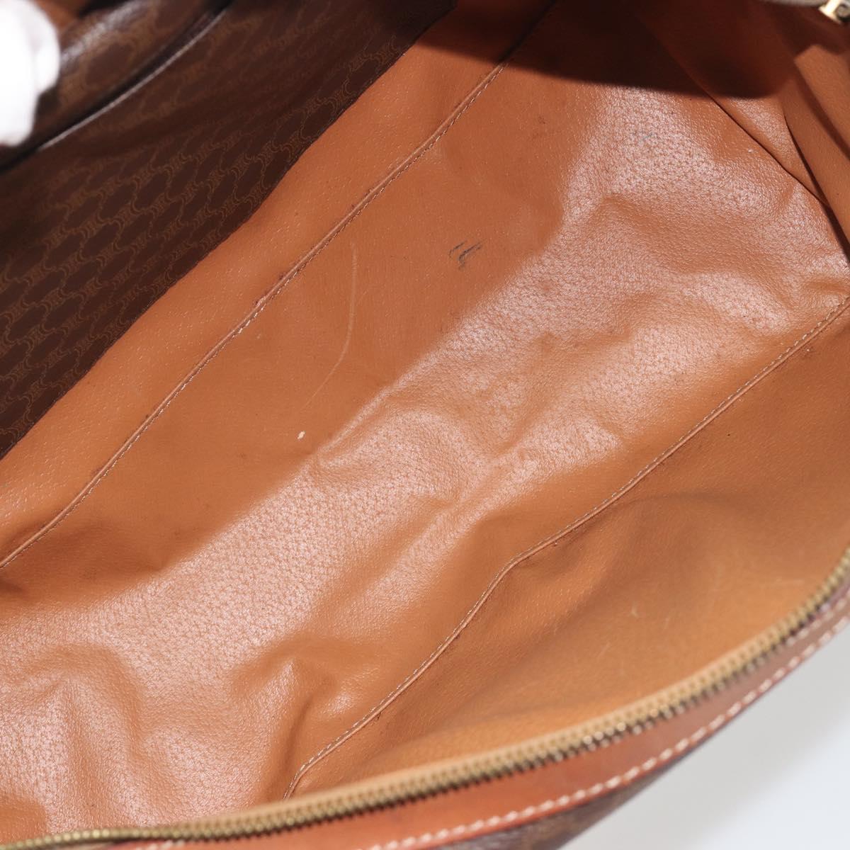 CELINE Macadam Canvas Boston Bag PVC Leather Brown Gold Auth 194053