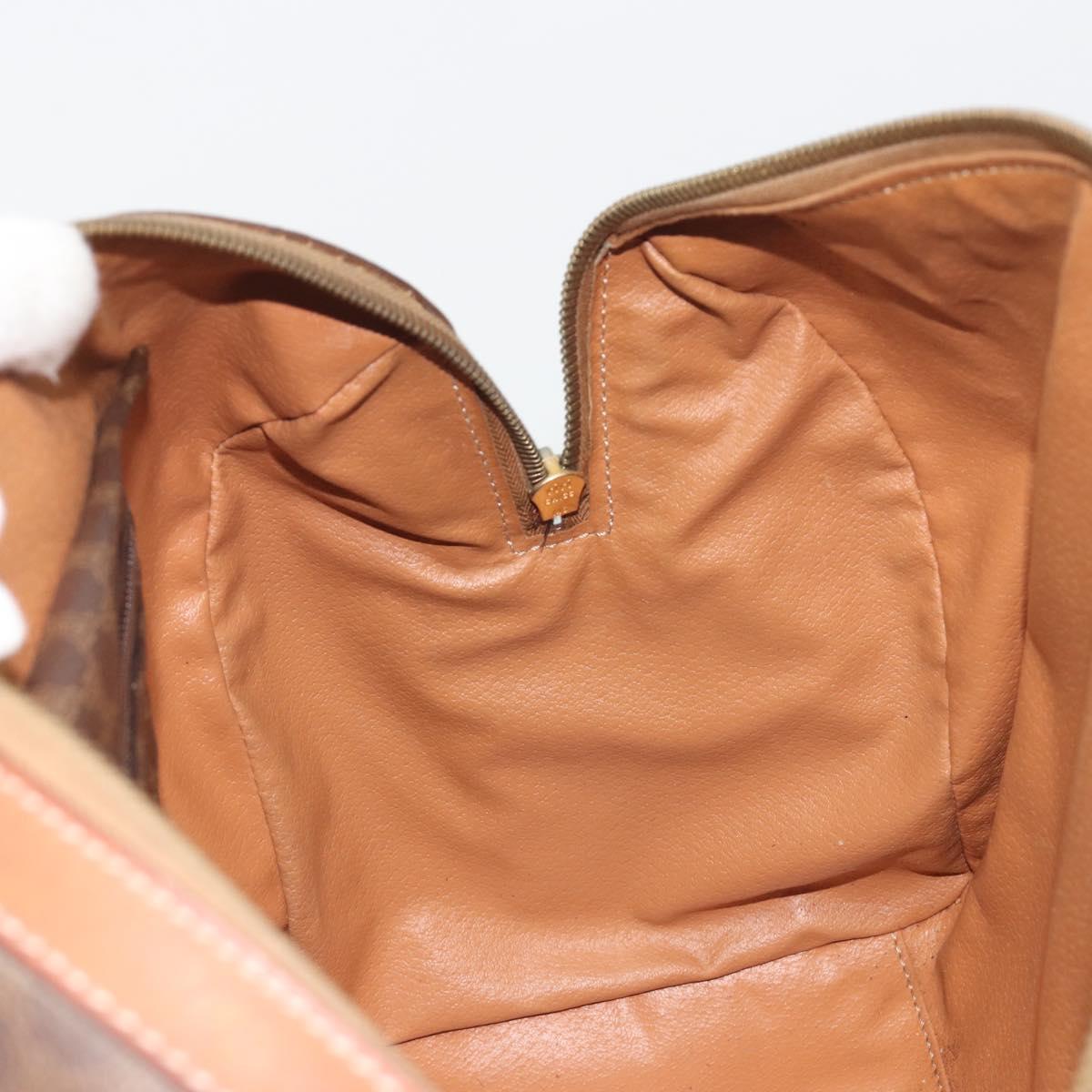 CELINE Macadam Canvas Boston Bag PVC Leather Brown Gold Auth 194053