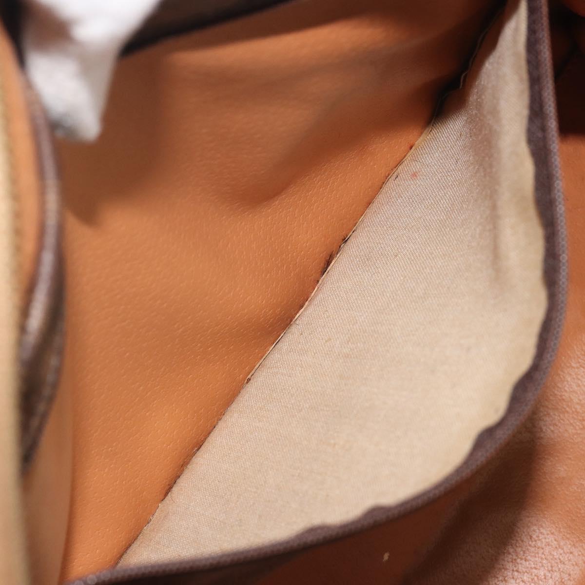 CELINE Macadam Canvas Boston Bag PVC Leather Brown Gold Auth 194053