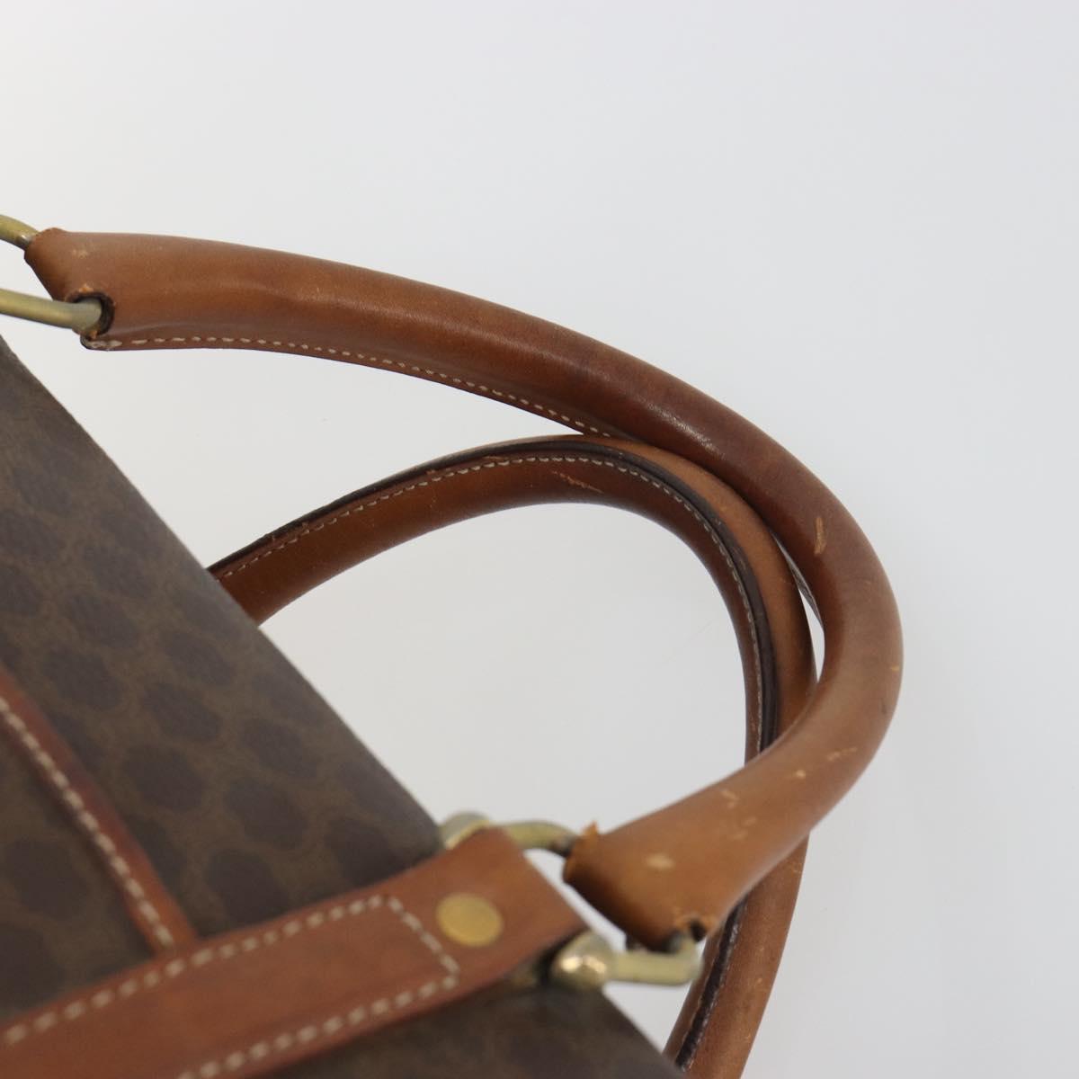 CELINE Macadam Canvas Boston Bag PVC Leather Brown Gold Auth 194053