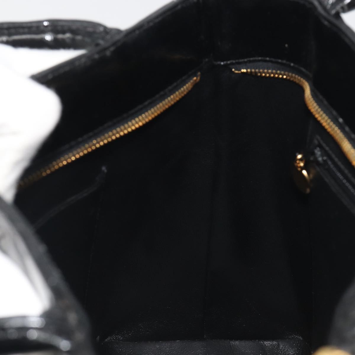 CHANEL Matelasse Reprint Tote Bag Patent Leather Black Gold CC Auth 194057V