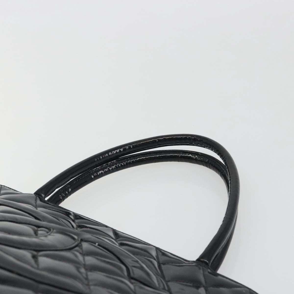 CHANEL Matelasse Reprint Tote Bag Patent Leather Black Gold CC Auth 194057V