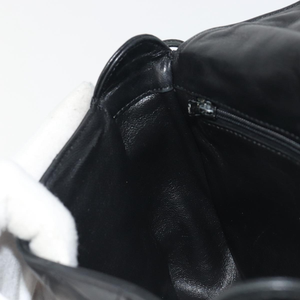 CHANEL Matelasse Shoulder Bag Lamb Skin Black Gold CC Auth 194058A
