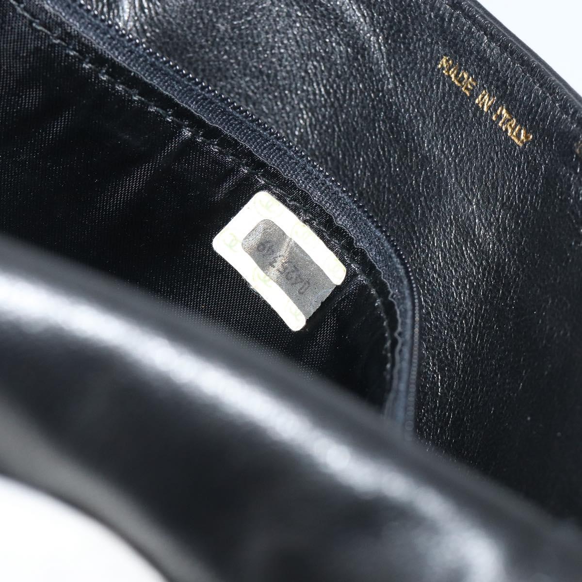 CHANEL Matelasse Shoulder Bag Lamb Skin Black Gold CC Auth 194058A