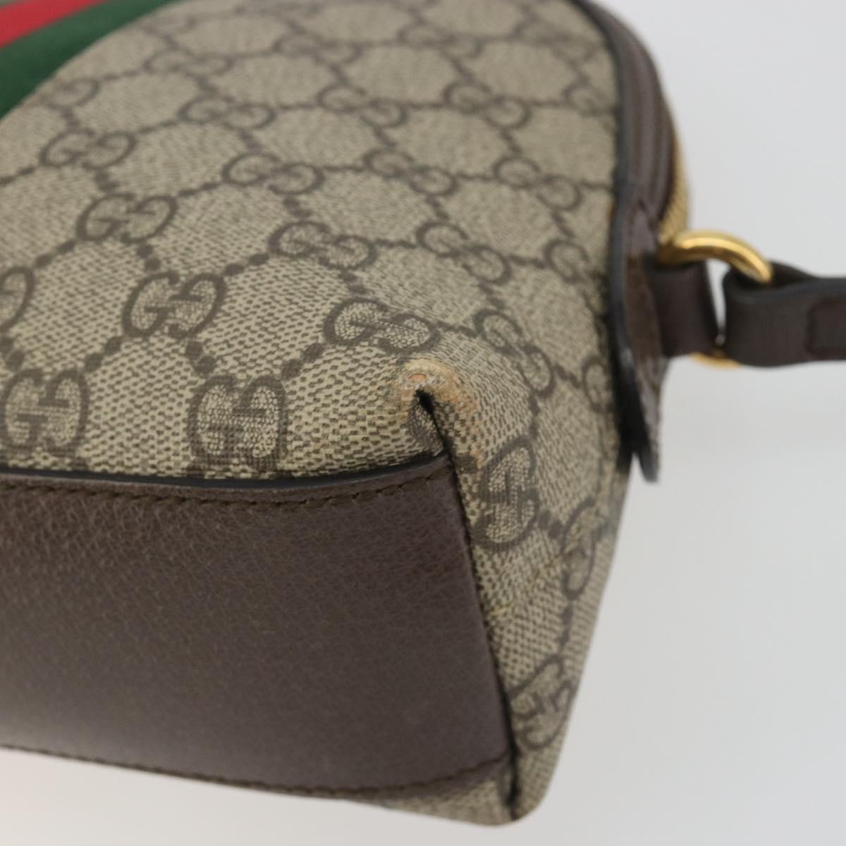 GUCCI GG Supreme Ophidia Sherry Line Bag PVC Beige Gold 499621 Auth 194060