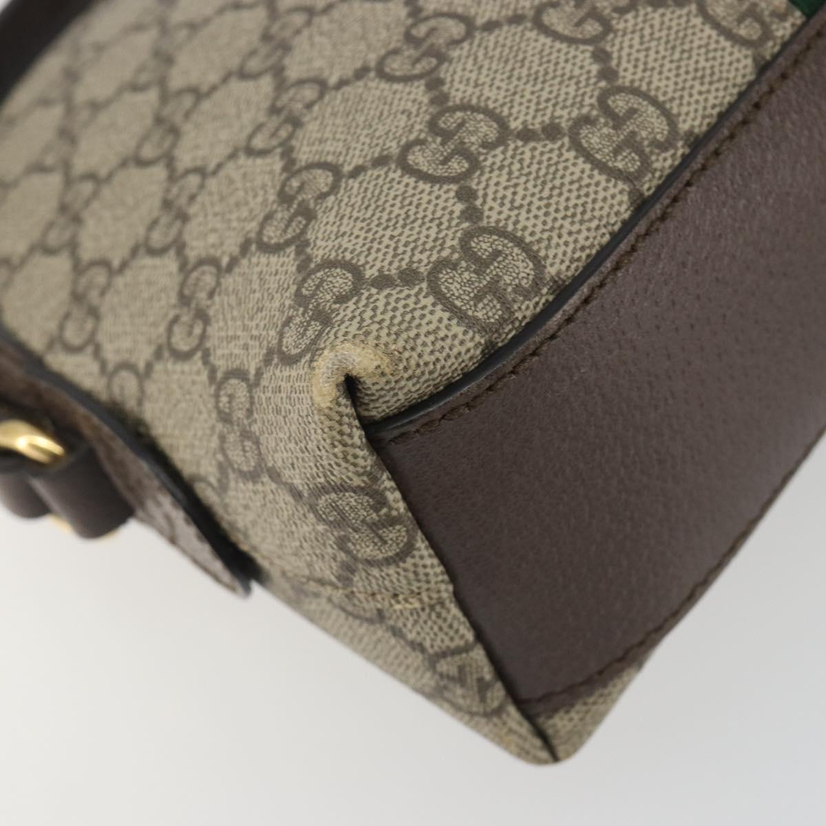 GUCCI GG Supreme Ophidia Sherry Line Bag PVC Beige Gold 499621 Auth 194060