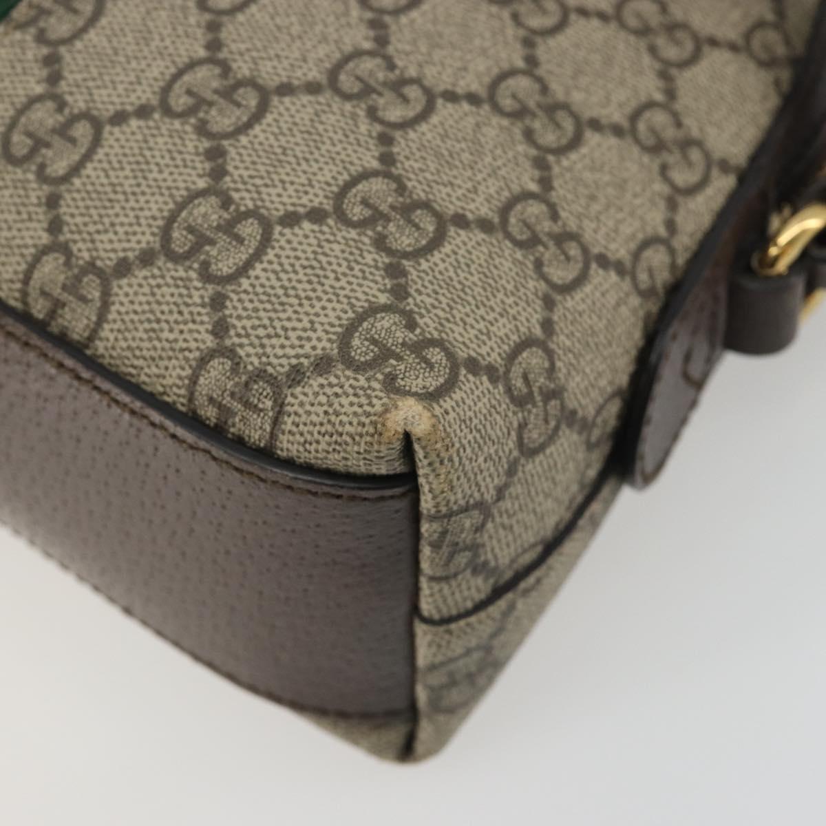 GUCCI GG Supreme Ophidia Sherry Line Bag PVC Beige Gold 499621 Auth 194060
