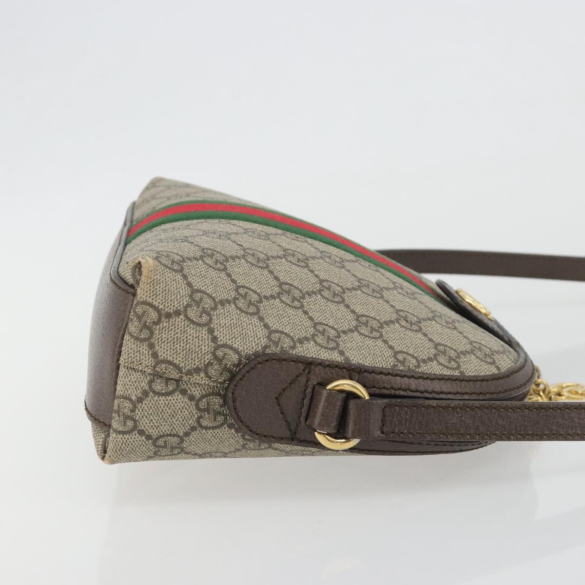 GUCCI GG Supreme Ophidia Sherry Line Bag PVC Beige Gold 499621 Auth 194060