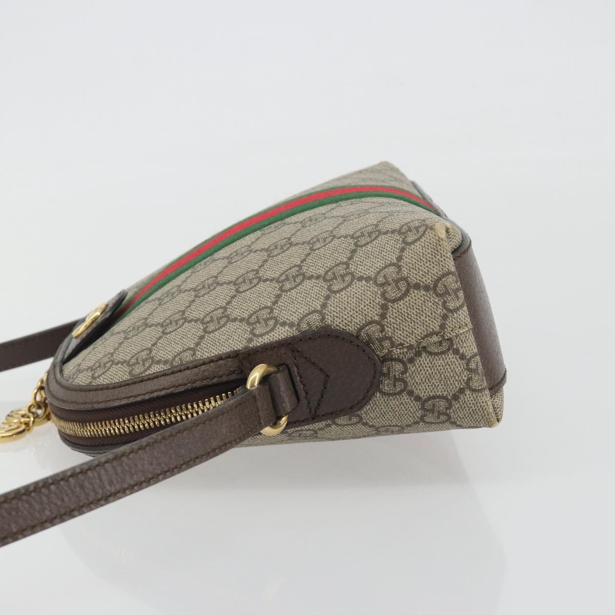 GUCCI GG Supreme Ophidia Sherry Line Bag PVC Beige Gold 499621 Auth 194060