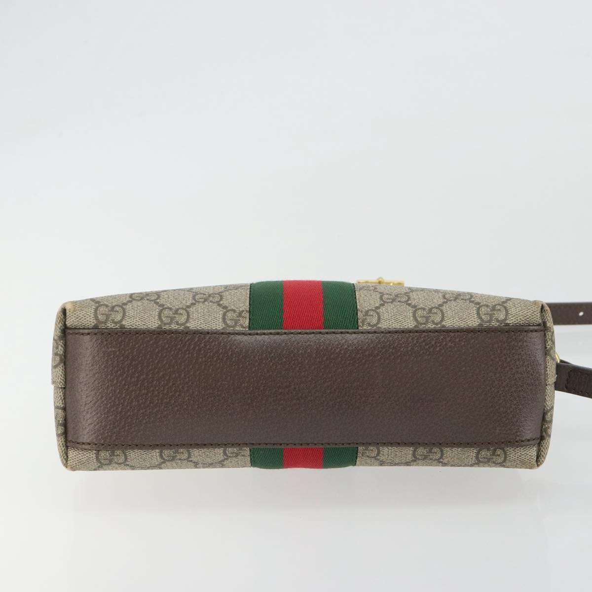 GUCCI GG Supreme Ophidia Sherry Line Bag PVC Beige Gold 499621 Auth 194060