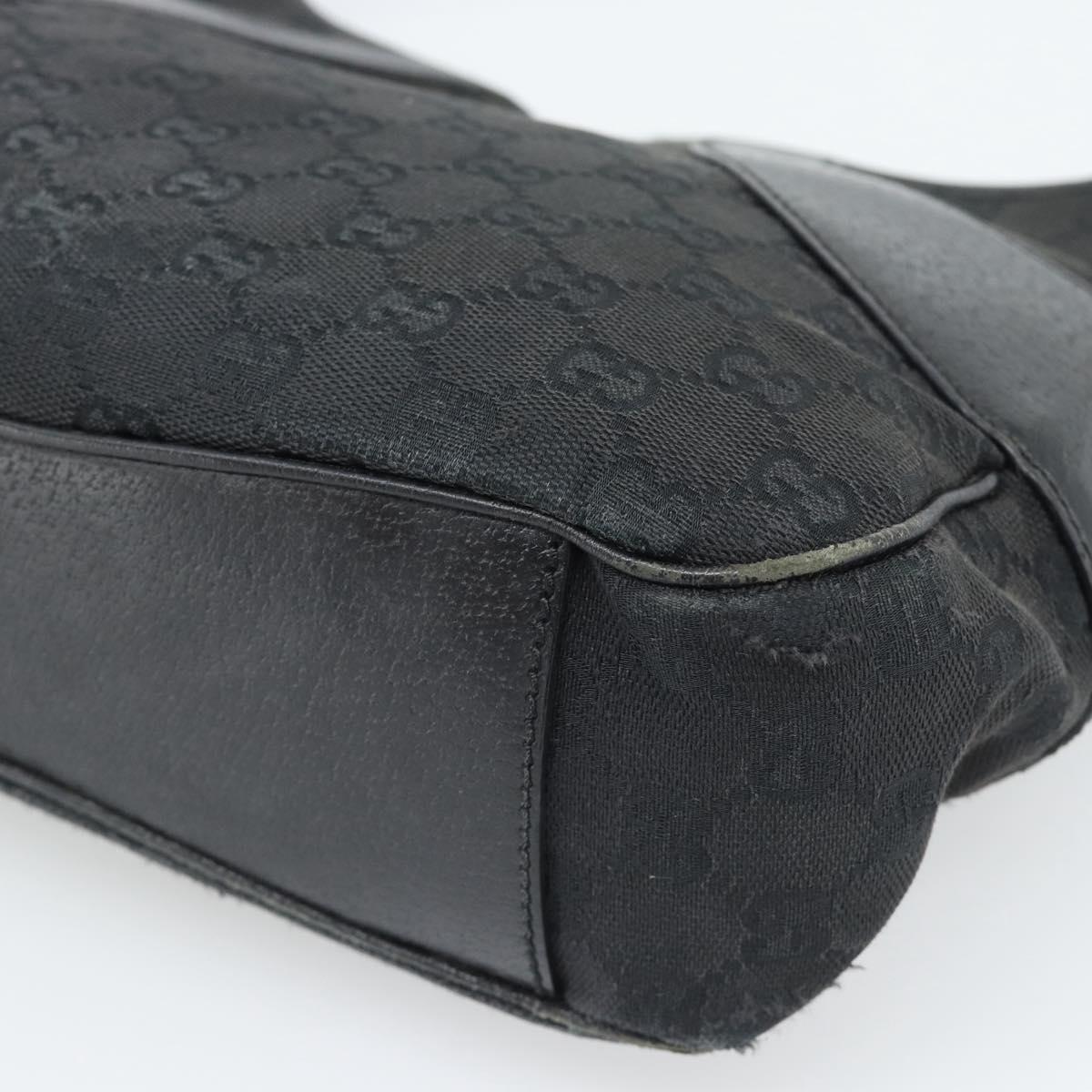 GUCCI GG Canvas Shoulder Bag Black Silver 113 012 Auth 194061