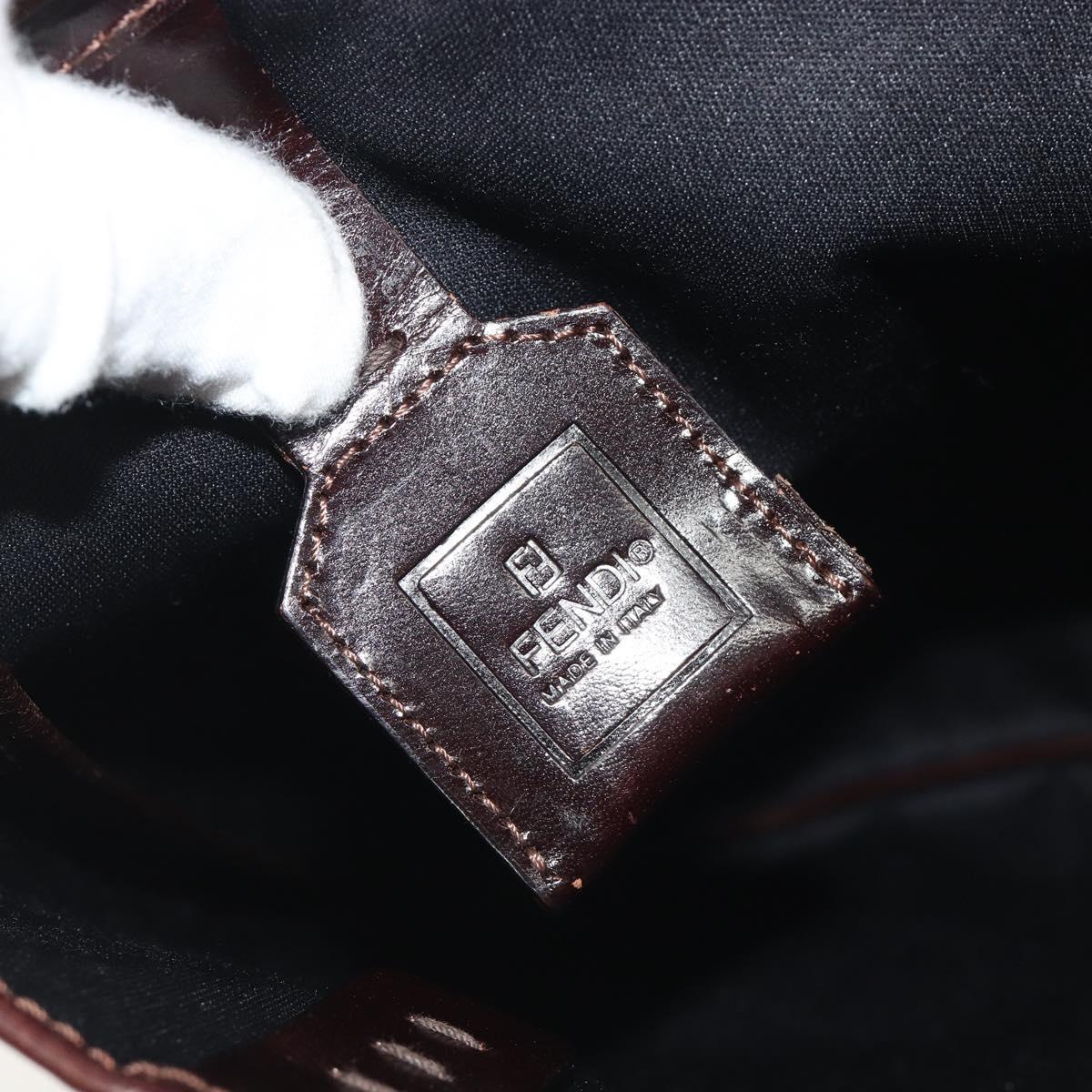 FENDI Zucca Canvas Hand Bag Black Brown Auth 194062A