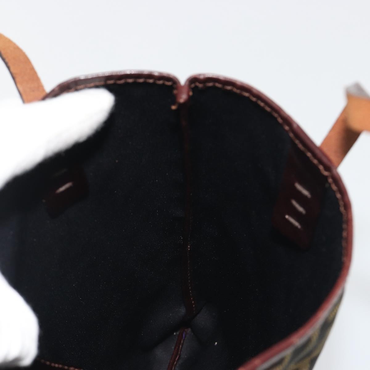 FENDI Zucca Canvas Hand Bag Black Brown Auth 194062A