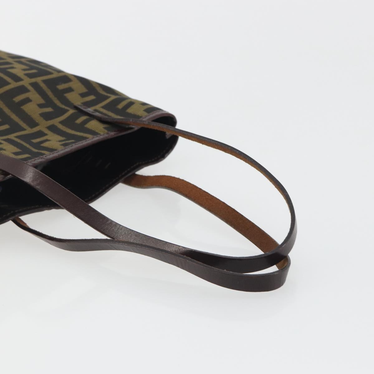 FENDI Zucca Canvas Hand Bag Black Brown Auth 194062A
