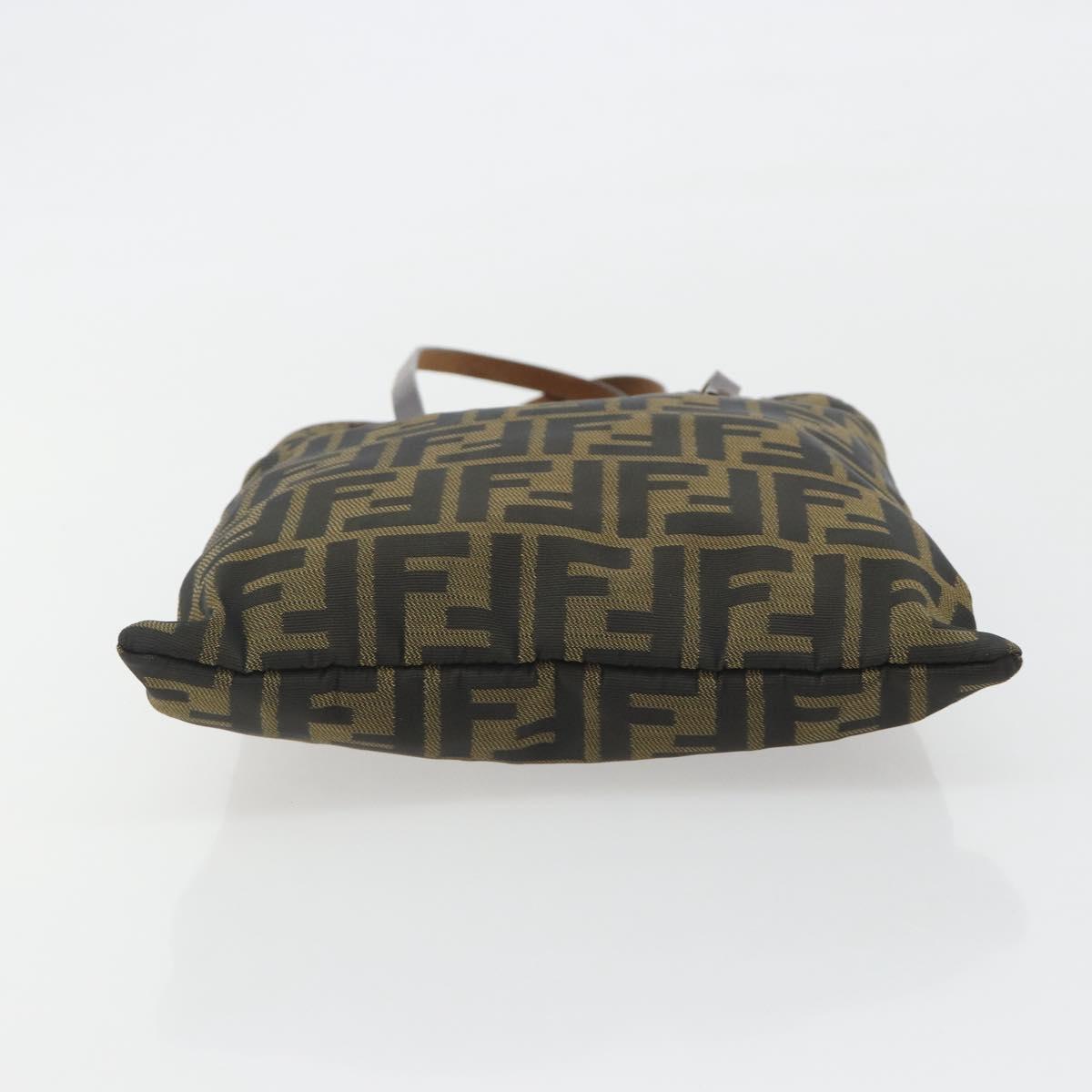 FENDI Zucca Canvas Hand Bag Black Brown Auth 194062A