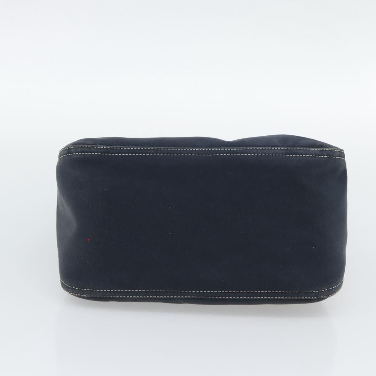 FENDI Mamma Baguette Shoulder Bag Canvas Navy Silver Auth 194063
