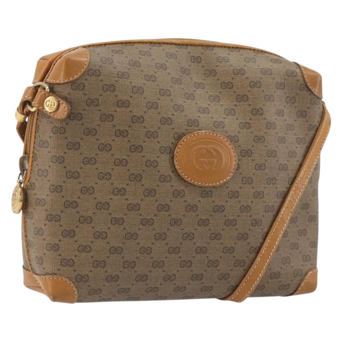 GUCCI Micro GG Supreme Shoulder Bag PVC Beige Gold 007 104 0093 Auth 194070