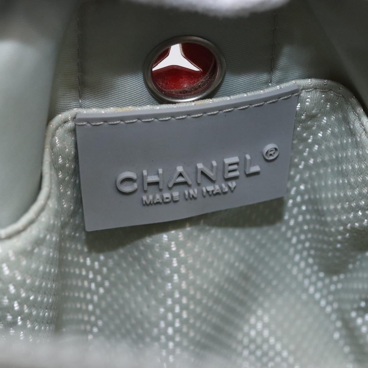CHANEL Sports Line Shoulder Bag Nylon White Silver CC Auth 194071
