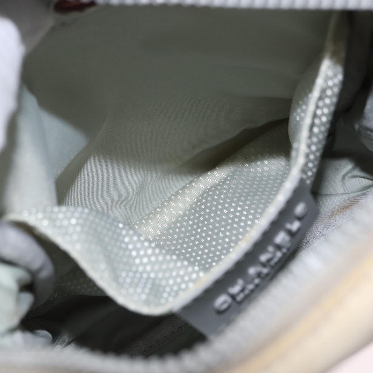 CHANEL Sports Line Shoulder Bag Nylon White Silver CC Auth 194071