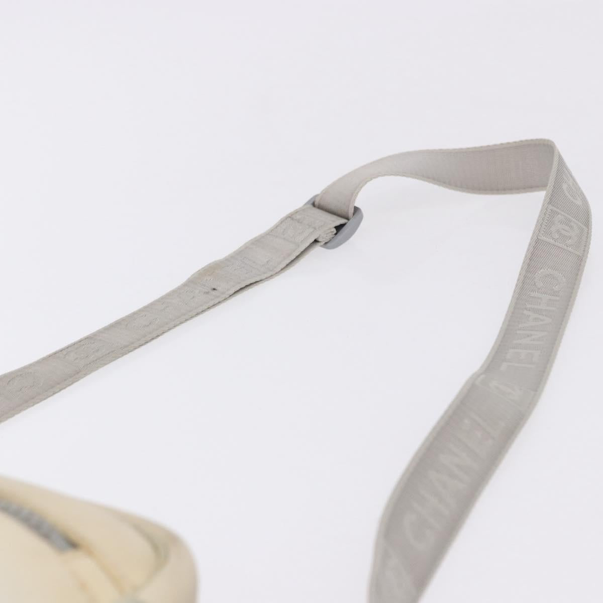 CHANEL Sports Line Shoulder Bag Nylon White Silver CC Auth 194071