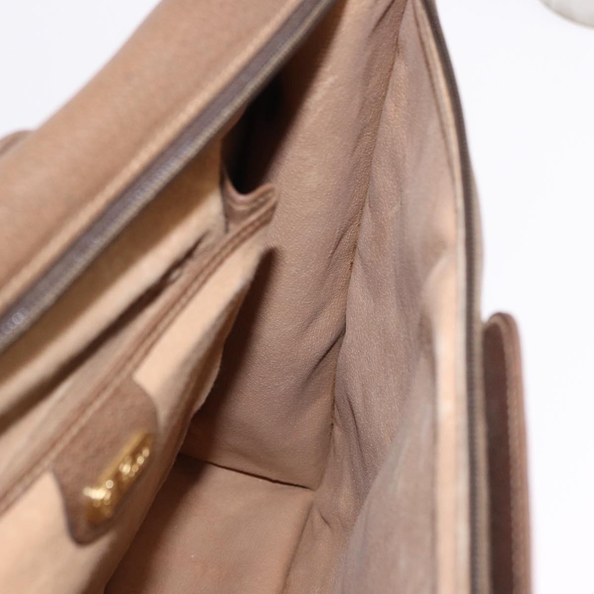 GUCCI GG Supreme Business Bag PVC Beige Gold Auth 194077