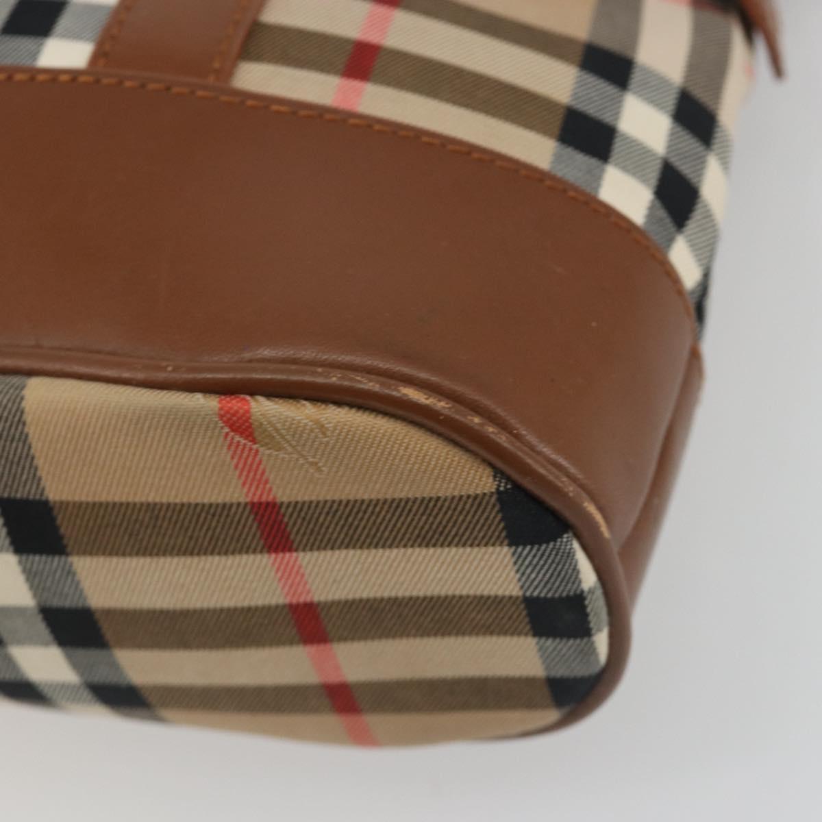 Burberrys Nova Check Shoulder Bag Canvas Beige Brown Auth 194078A