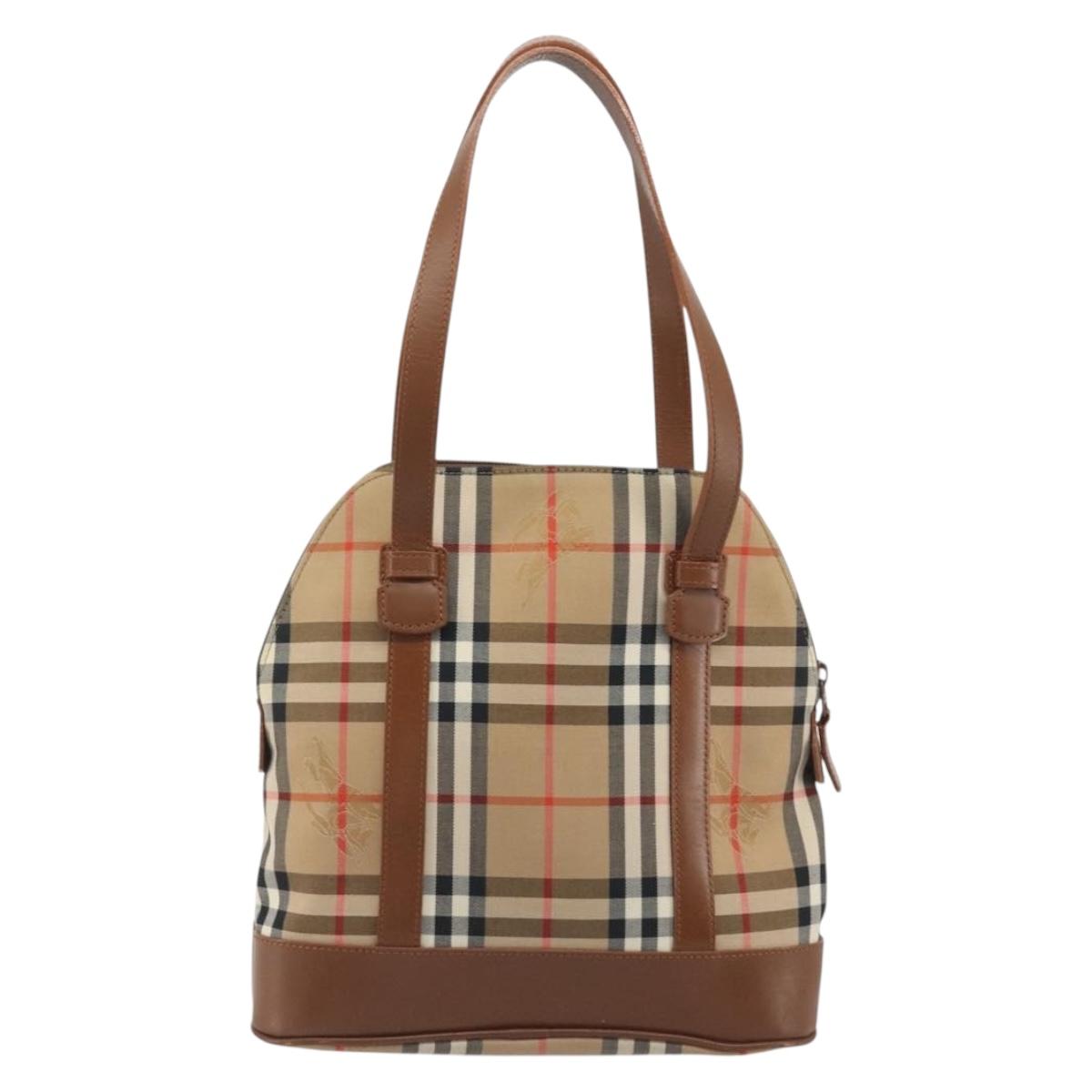 Burberrys Nova Check Shoulder Bag Canvas Beige Brown Auth 194078A