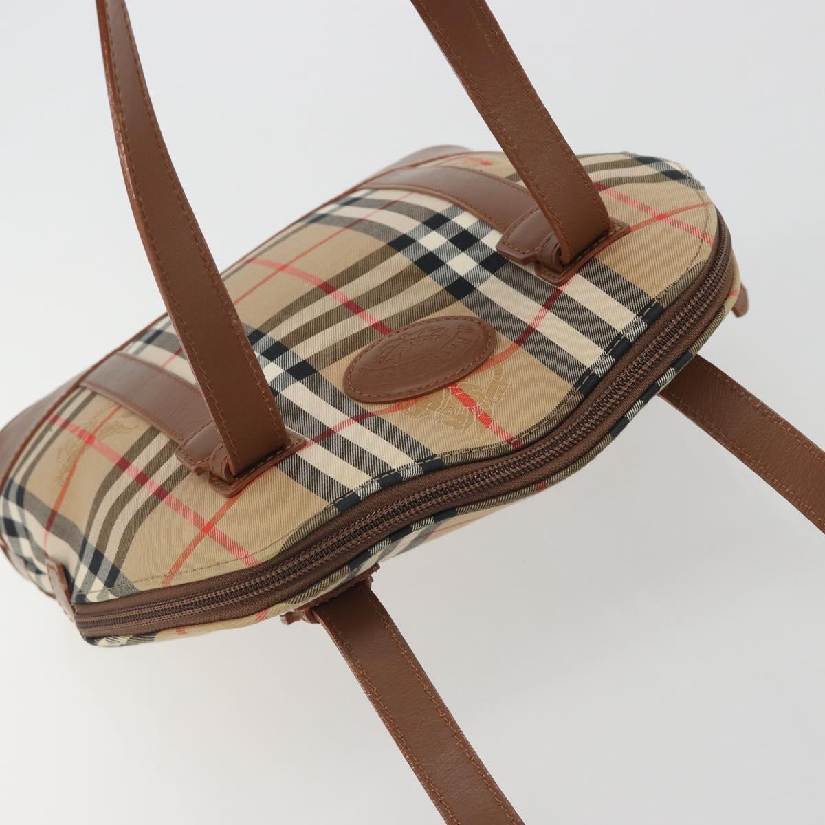 Burberrys Nova Check Shoulder Bag Canvas Beige Brown Auth 194078A