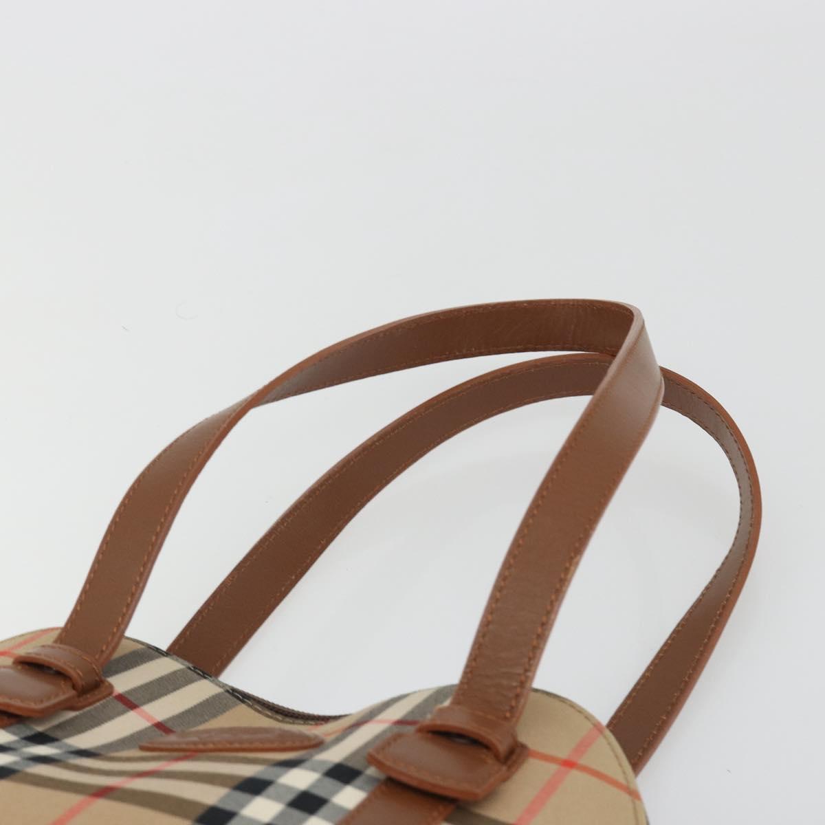 Burberrys Nova Check Shoulder Bag Canvas Beige Brown Auth 194078A
