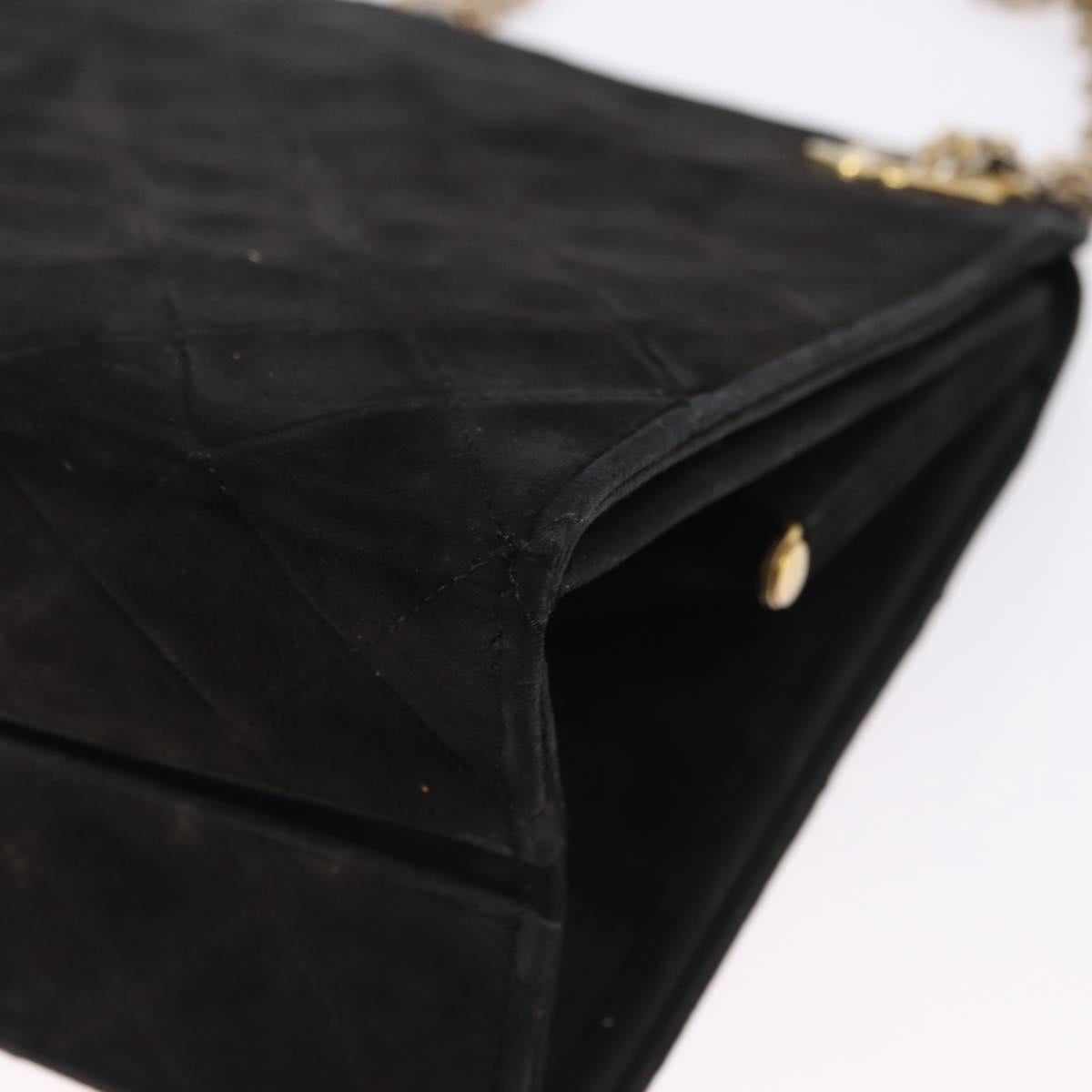 CHANEL Matelasse Chain Shoulder Bag Suede Black Gold Tone CC Auth 194086