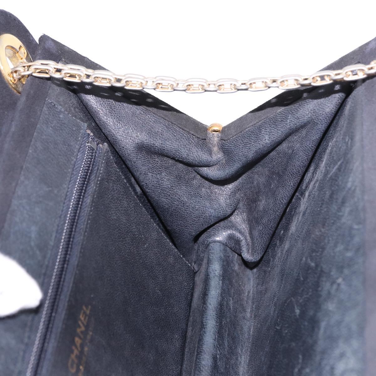 CHANEL Matelasse Chain Shoulder Bag Suede Black Gold Tone CC Auth 194086