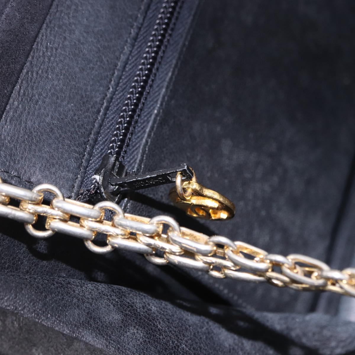 CHANEL Matelasse Chain Shoulder Bag Suede Black Gold Tone CC Auth 194086