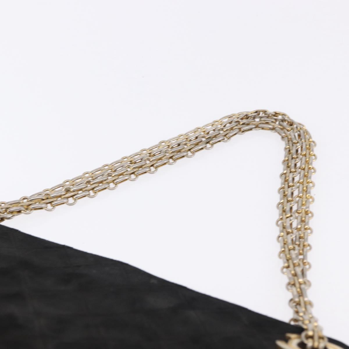 CHANEL Matelasse Chain Shoulder Bag Suede Black Gold Tone CC Auth 194086