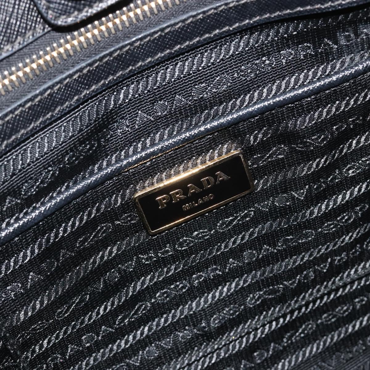 PRADA Galleria Hand Bag Saffiano Black Gold Tone Auth 194087A