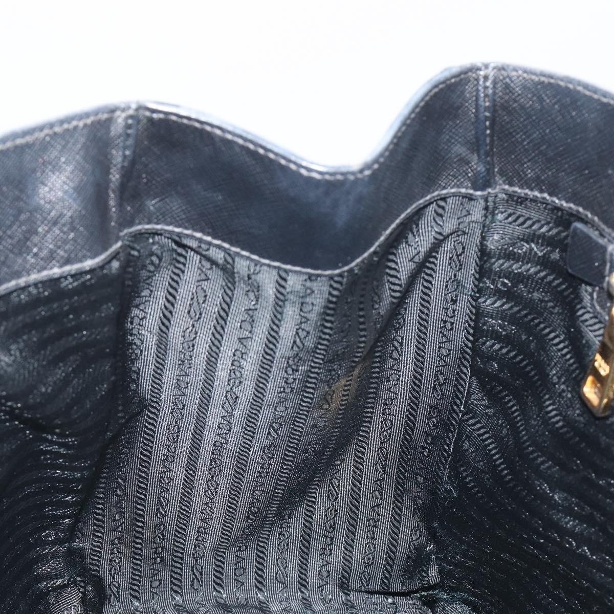 PRADA Galleria Hand Bag Saffiano Black Gold Tone Auth 194087A
