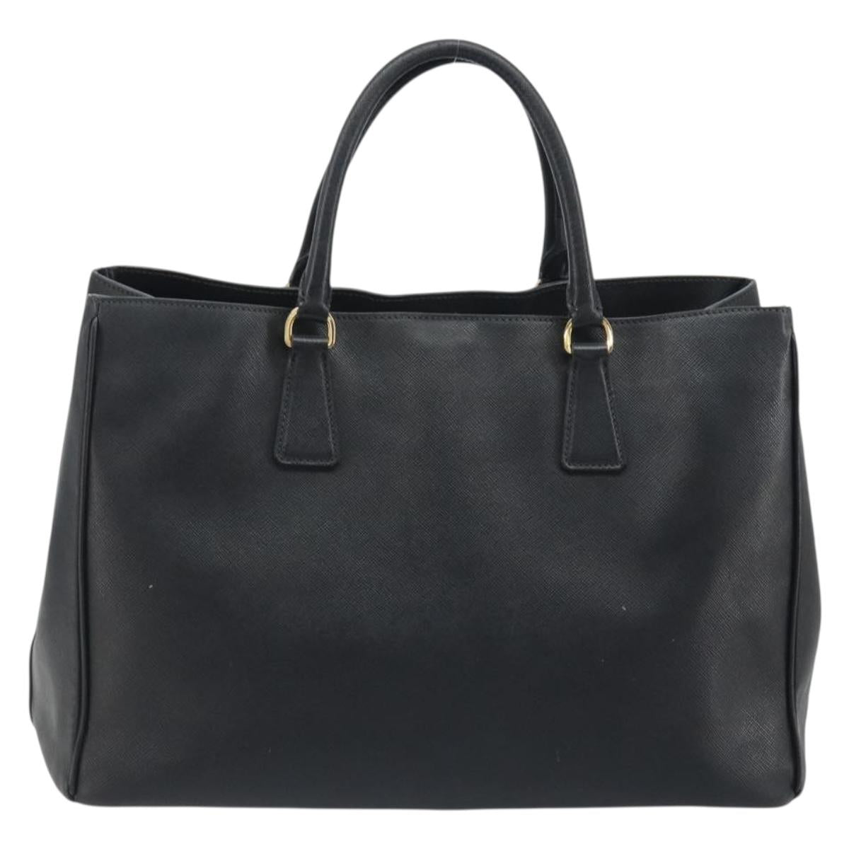 PRADA Galleria Hand Bag Saffiano Black Gold Tone Auth 194087A