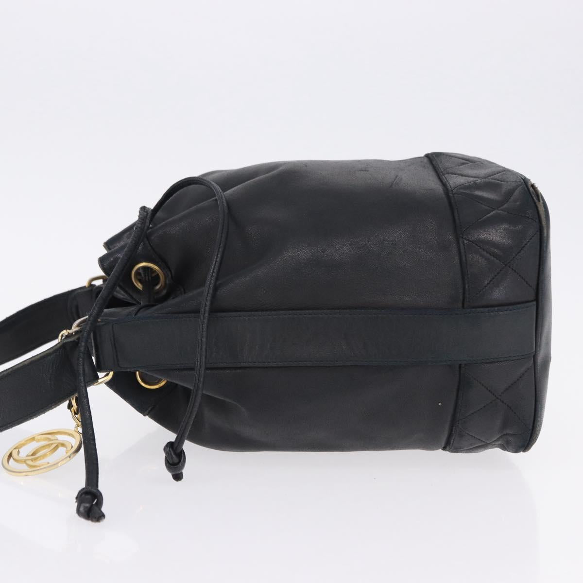 CHANEL Matelasse Chain Shoulder Bag Lamb Skin Black Gold Tone CC Auth 194088
