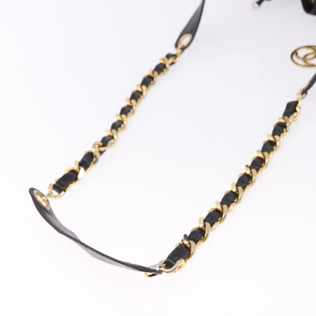 CHANEL Matelasse Chain Shoulder Bag Lamb Skin Black Gold Tone CC Auth 194088