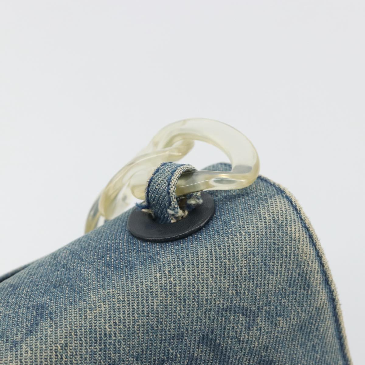CHANEL COCO Mark Chain Shoulder Bag Denim Blue Clear CC Auth 194091V